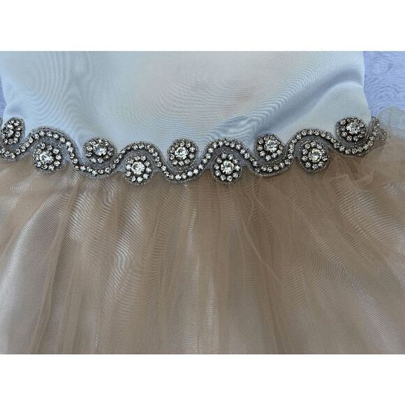 Petite Adele Dress Ivory Champagne Gold Tutu Fit Flare Princess 7/8 - Picture 5 of 6